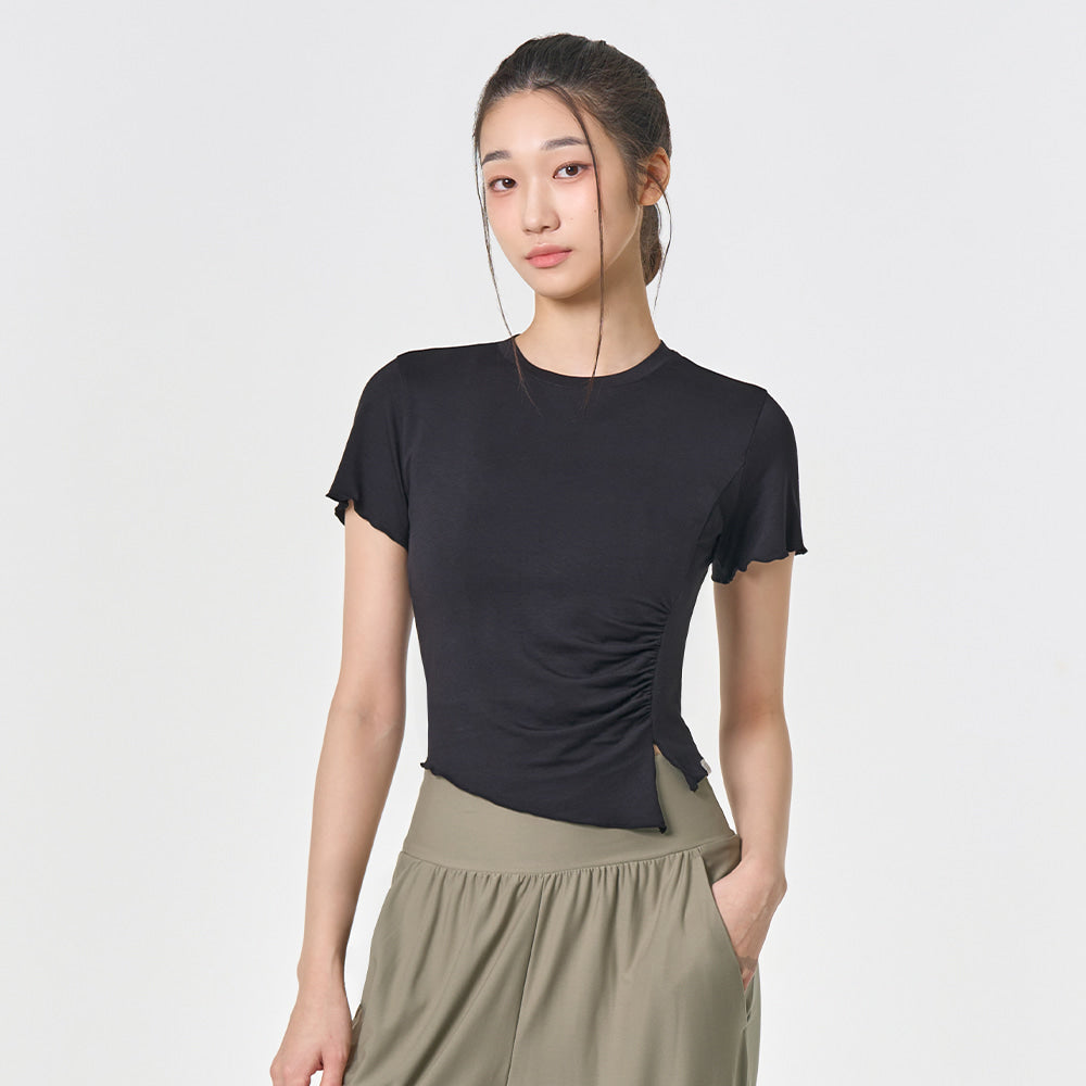 Modal Shirring Short-Sleeved Cover-Up