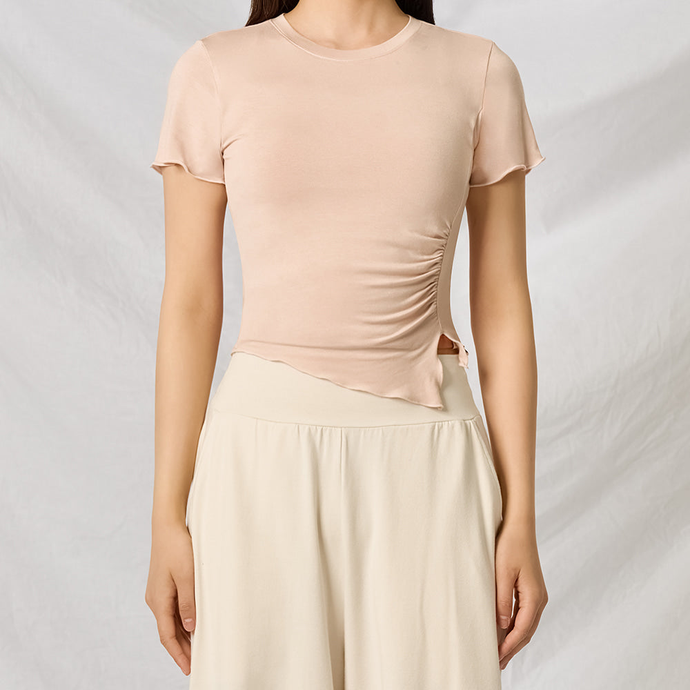 Modal Shirring Short-Sleeved Cover-Up
