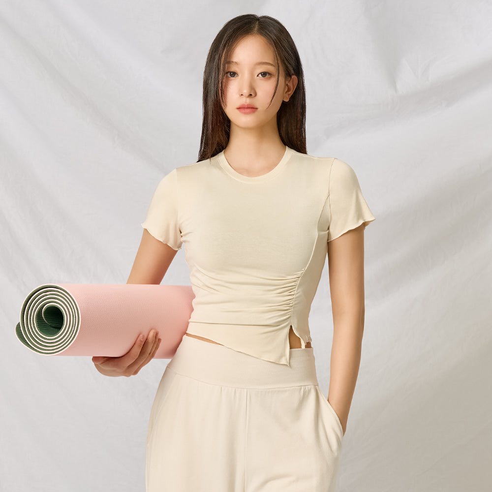 Modal Shirring Short-Sleeved Cover-Up