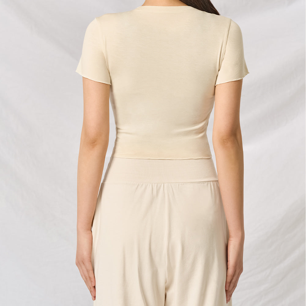 Modal Shirring Short-Sleeved Cover-Up