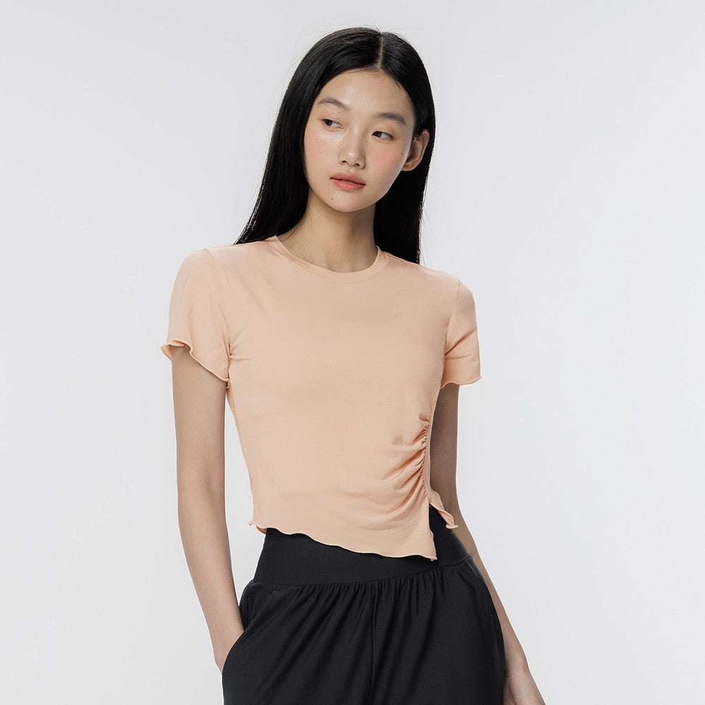 Modal Shirring Short-Sleeved Cover-Up