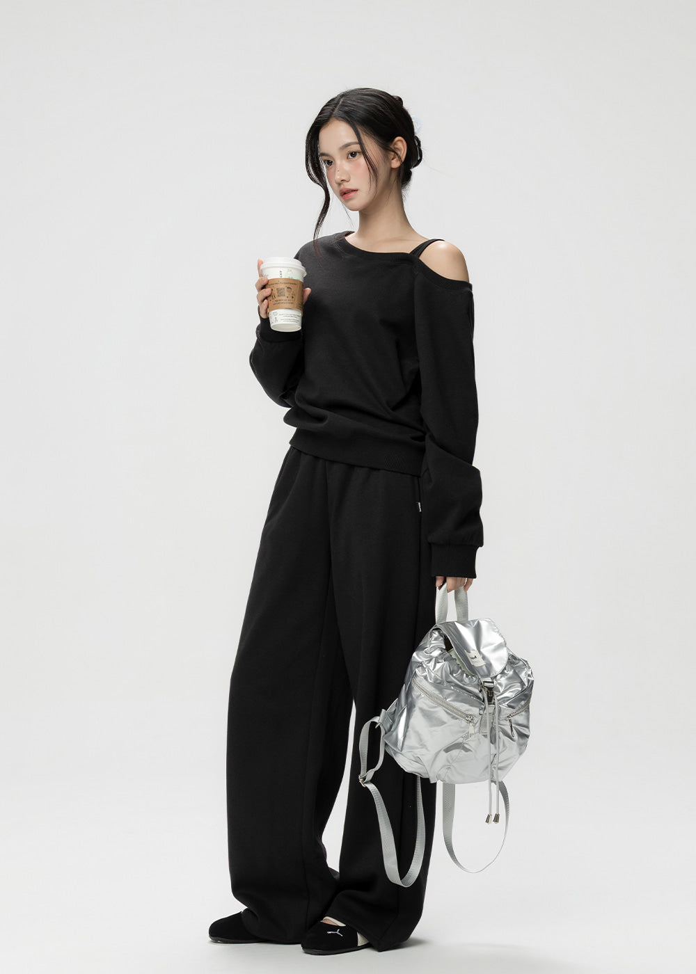 One-Shoulder Strap Sweatshirt