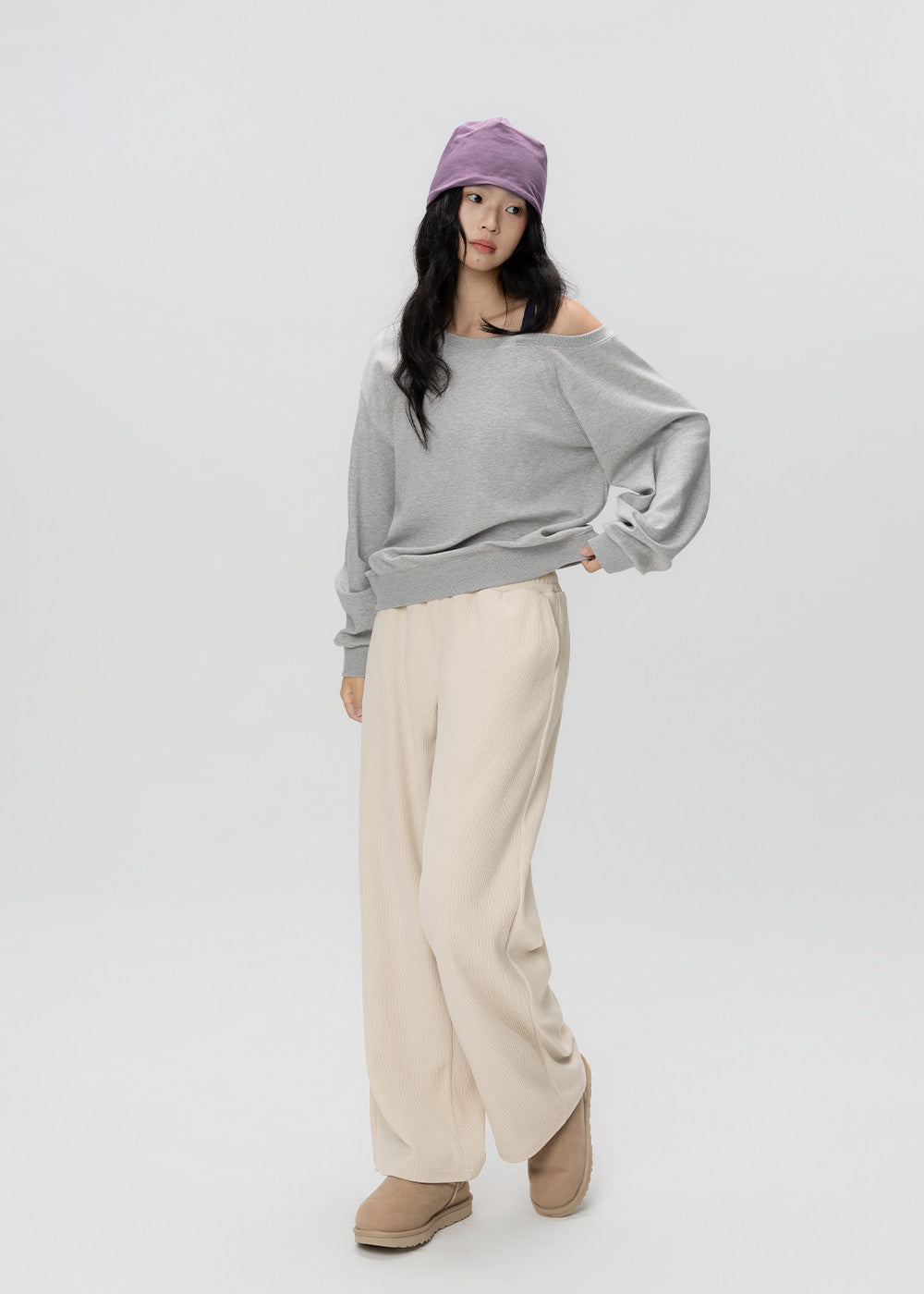 One-Shoulder Strap Sweatshirt