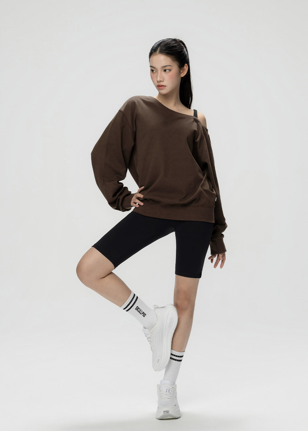 One-Shoulder Strap Sweatshirt
