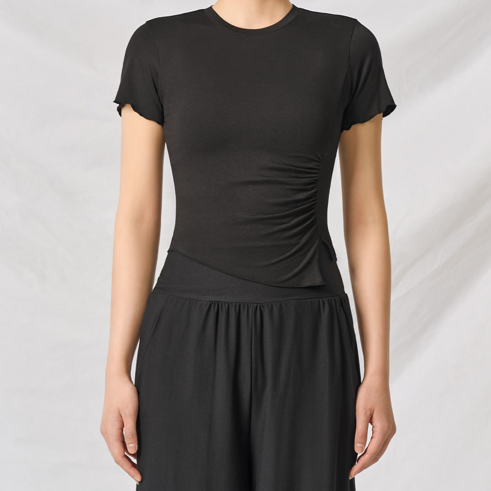 Modal Shirring Short-Sleeved Cover-Up