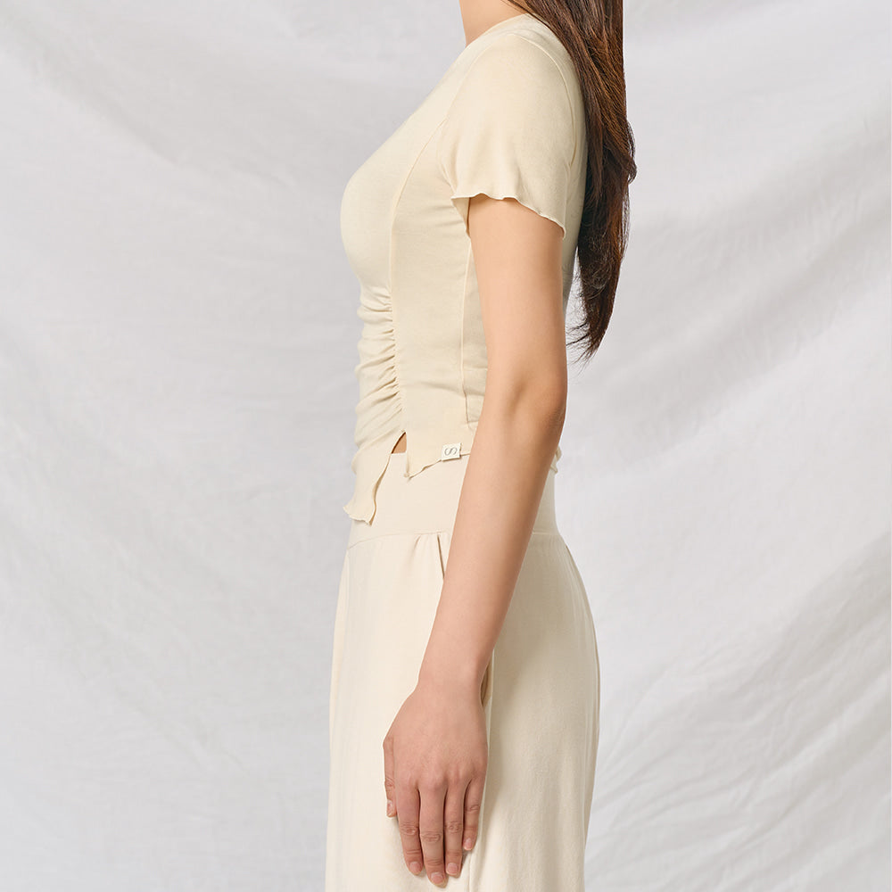 Modal Shirring Short-Sleeved Cover-Up