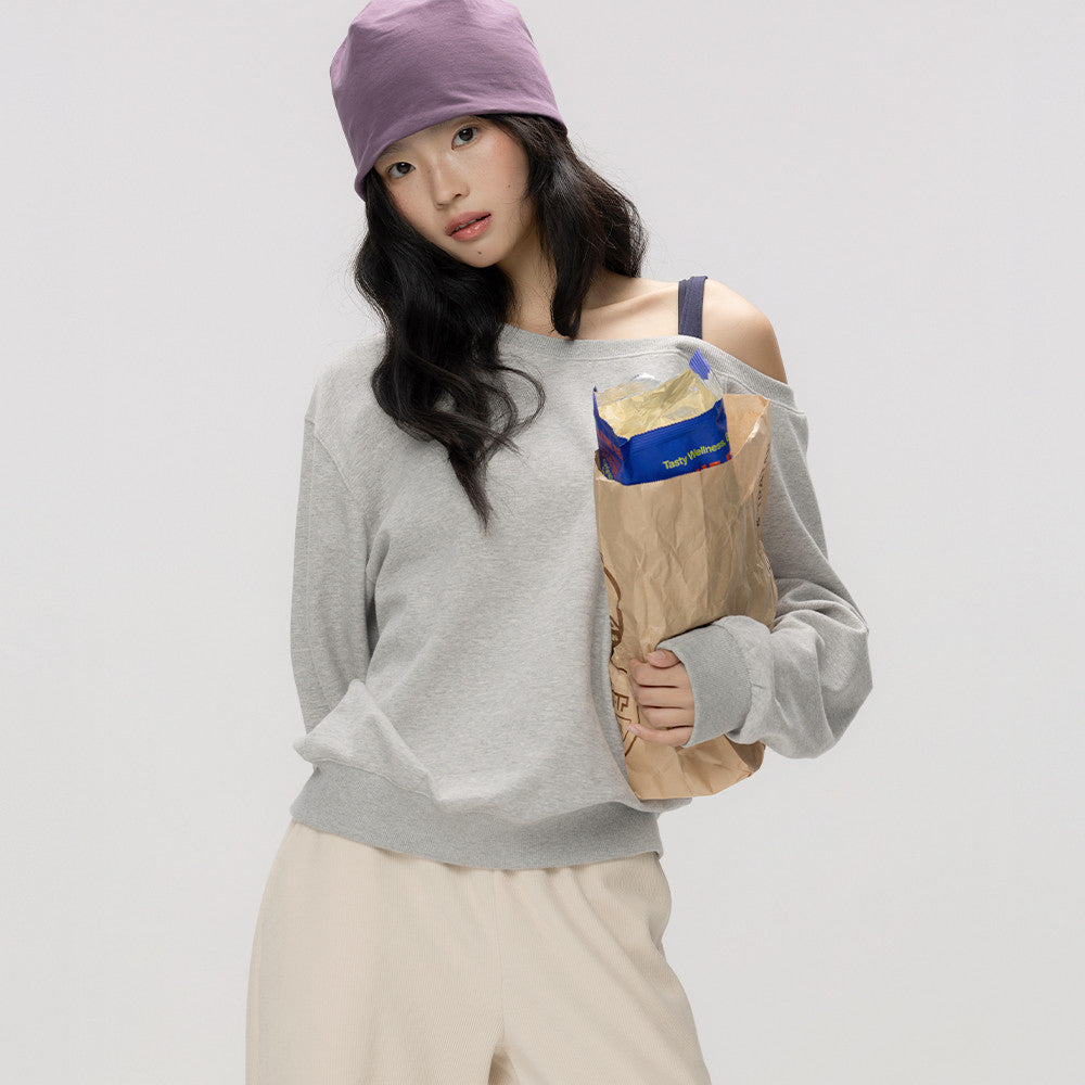 One-Shoulder Strap Sweatshirt